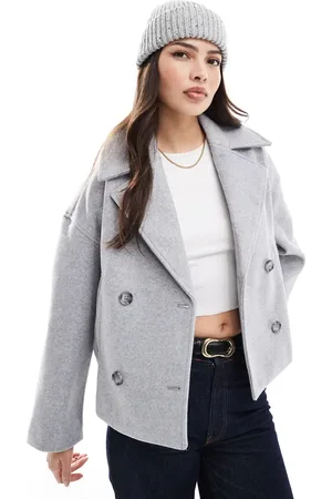 Stradivarius – Jacke in in Wolloptik mit Knopfleiste