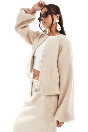 4th & Reckless – Bomberjacke aus Wolle in Beige, Kombiteil