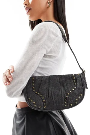 ONLY – Jeans-Handtasche in verwaschenem mit Nietendetail