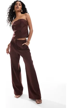 4th & Reckless – Elegante Hose in Burgunderrot mit Bundfalten und weitem Bein, Kombiteil