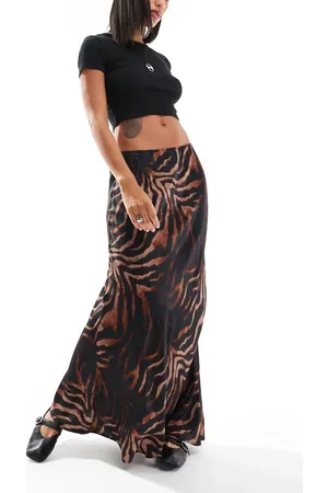 ASOS – Satin-Maxirock mit Zebramuster und Bias-Cut