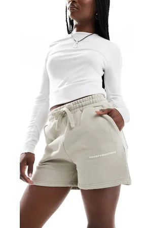 Good For Nothing – Jersey-Shorts in verwaschenem Beige mit Logo