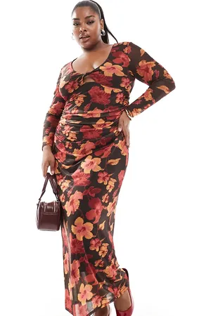 ONLY – Wendbares Maxikleid in Dunkelbraun mit Blumenmuster