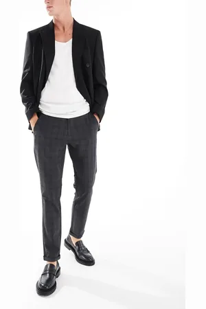 JACK & JONES – Karierte, elegante Hose in Dunkelgrau