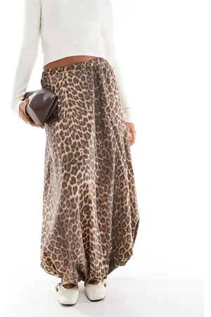 ASOS – Ballon-Maxirock aus Popeline mit Leopardenmuster