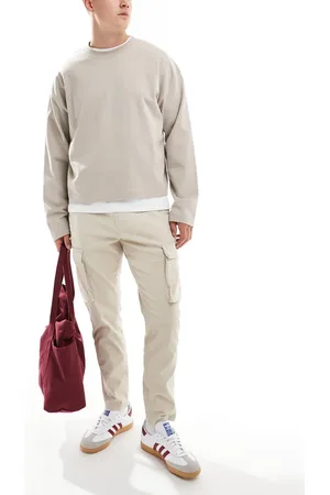 Only & Sons – Schmal zulaufende Cargohose in Steinbeige