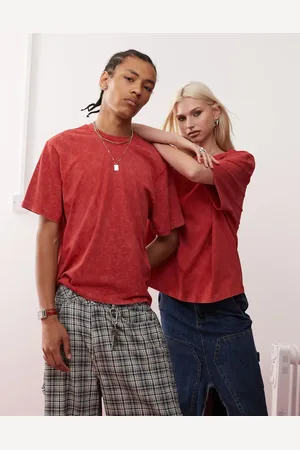 Reclaimed – Unisex-T-Shirt in Burgunder mit kurzem, kastigem Schnitt