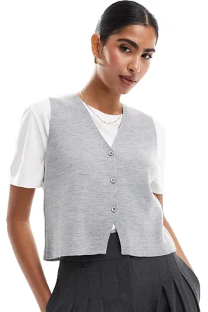 ASOS – Weste aus kompaktem Strick in mit V-Ausschnitt