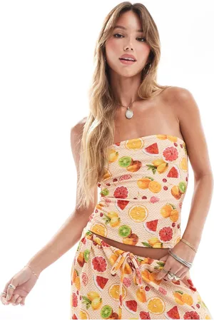 ASOS – Strukturiertes, trägerloses Oberteil in mit Früchteprint, Kombiteil