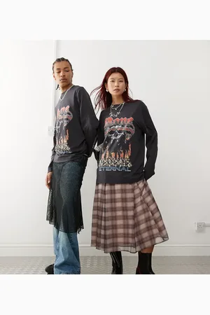 COLLUSION Unisex – Lizenziertes, langärmliges T-Shirt in verwaschenem mit „Thugs n Harmony“-Print