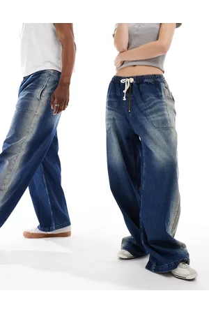 COLLUSION Unisex – Weite Jogger-Jeans in dunkler Waschung