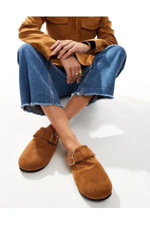 Yours – Clogs in Kastanienbraun mit Kunstpelzfutter