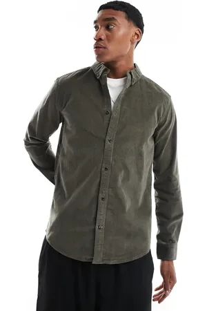 Only & Sons – Cord-Hemd in Anthrazit