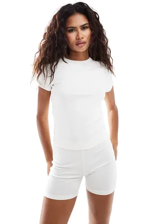 COLLUSION – Figurbetontes Pointelle-T-Shirt in Ecru, Kombiteil