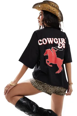 Kaiia – Oversize-T-Shirt in mit „Cowgirl Era“-Logoprint hinten