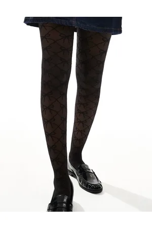 ASOS – Strumpfhose in mit Monogrammmuster und Schleife