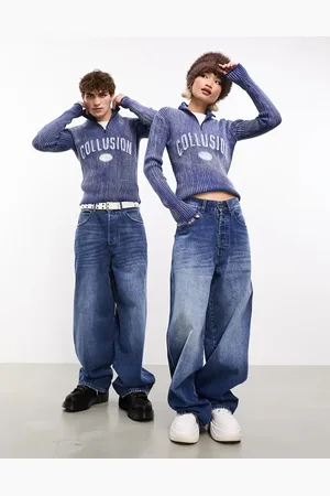 COLLUSION – X002 – Weite Jeans in kräftiger, blauer Waschung