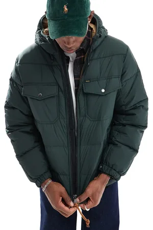 Ralph Lauren – Utility-Pufferjacke in Dunkelgrün mit Kapuze und Daunenfüllung