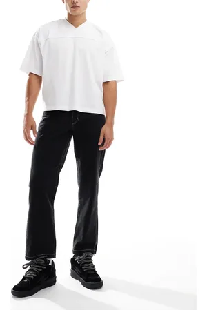 Kickers – Weite Arbeiterhose aus verwaschenem Denim mit Logostickerei
