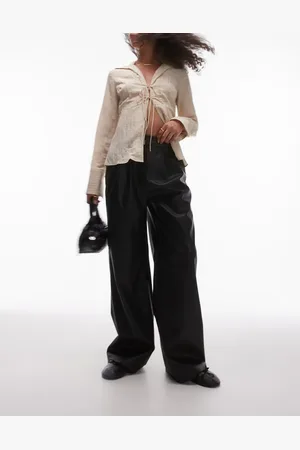 Topshop – Elegante Kunstleder-Hose in mit weitem Schnitt