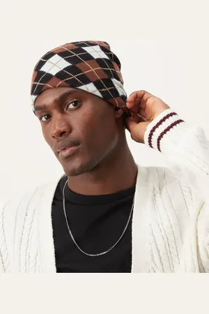 ASOS – Skull – Strickmütze mit Rauten-Strickmuster