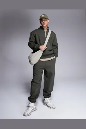 ASOS – Premium – Schwere Oversize-Jogginghose in Khaki, 400 g/m²