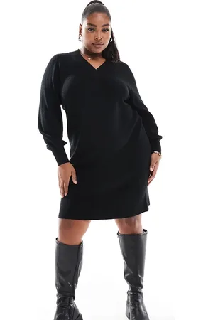 ONLY – Mini-Strickkleid in mit V-Ausschnitt