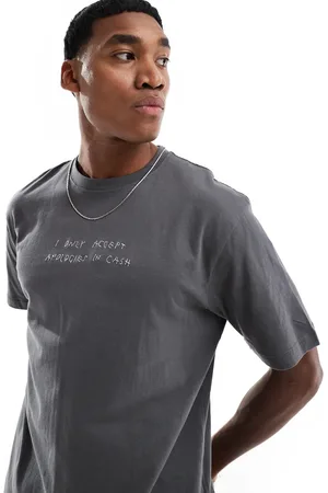 Only & Sons – Locker geschnittenes T-Shirt in Anthrazit mit „Home“-Print