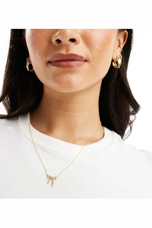 Accessorize – Z Collection – Vergoldete Halskette mit Kristall-Schleifenanhänger
