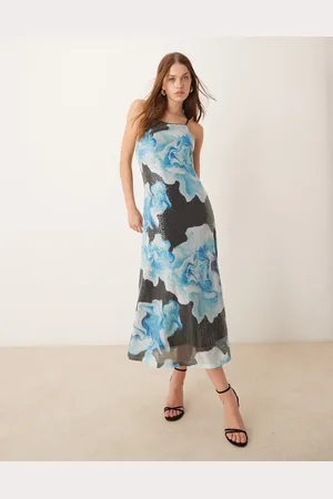 Y.A.S – Maxi-Trägerkleid mit Paillettenbesatz und überdimensionalem Blumenmuster in