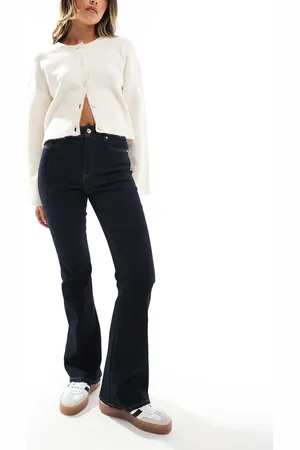 ONLY – Wauw – Schlagjeans in Dunkelblau mit hohem Bund