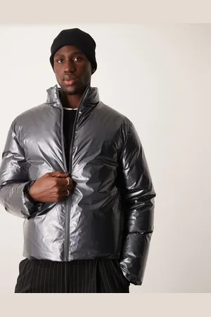 ASOS – Pufferjacke in Metallic-Grau