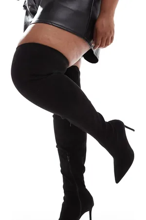 ASOS Curve – Kathryn – Overknee-Stiefel in der Farbe Micro mit hohem Absatz