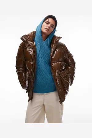 Topshop – Puffer-Bomberjacke in Schokobraun