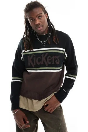 Kickers – Lässig geschnittener Strickpullover in Braun und gestreift