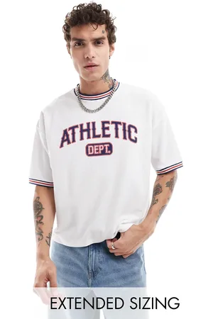 ASOS – College-T-Shirt in mit „Athletic“-Brustprint und kastigem Oversize-Schnitt