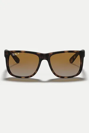 Ray-Ban – Justin – Klassische, polarisierte, eckige Sonnenbrille in Havanna mit braunen Gläsern