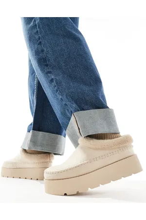 Pull&Bear – Gemütliche Stiefel zum Hineinschlüpfen in Sand mit Kunstpelzfutter