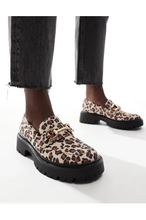 London Rebel – Perdy – Loafer mit Leopardenmuster, Metallverzierung und dicker Sohle