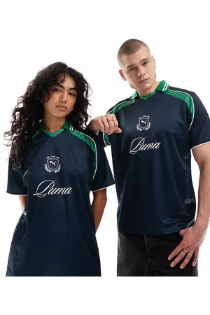 PUMA – Archive – Fußballtrikot in Marineblau und Grün mit Print, exklusiv bei ASOS