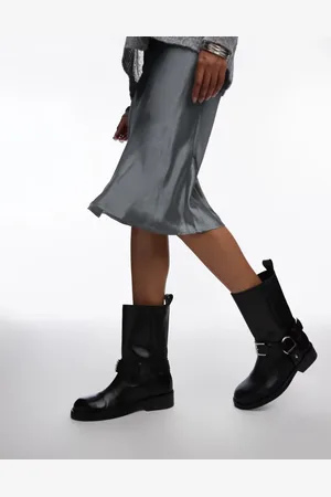 Topshop – Leam – Biker-Stiefel aus hochwertigem Leder in
