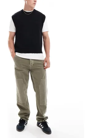 Only & Sons – Edge – Gerade geschnittene Carpenter-Jeans aus Cord in grüner Vintage-Waschung