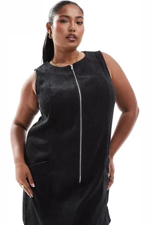 ASOS ASOS DESIGN Curve – Minikleid aus Cord in mit durchgehendem Reißverschluss
