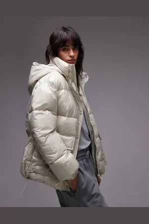 Topshop – Puffer-Bomberjacke in Perlweiß