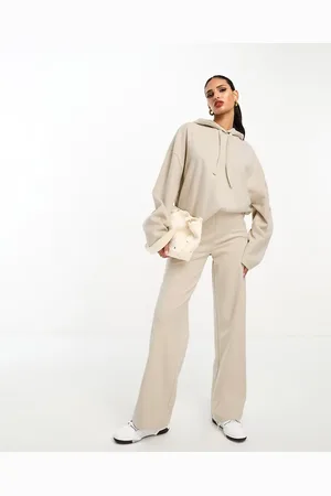 ASOS – Superweiche Jogginghose in warmem Cremeweiß mit weitem Bein, Kombiteil