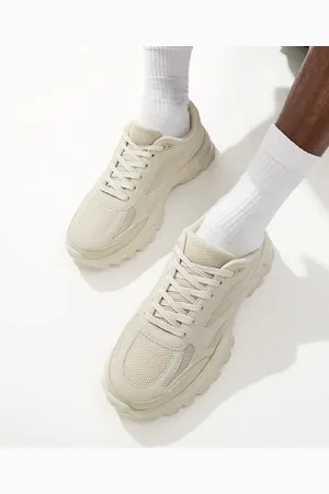 ASOS – Sneaker in Beige mit Netzstoff-Einsätzen