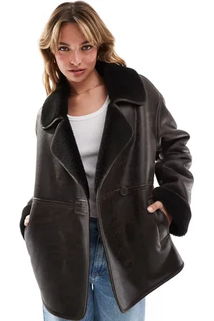 New Look – Verstärkte Jacke in verwaschenem mit offenem Kragen