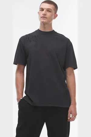 Topman – Oversize-T-Shirt in verwaschenem mit Blumenstickerei
