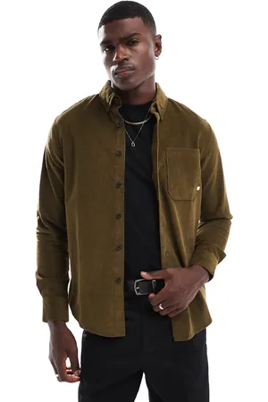 Farah – Spencer – Langärmliges Cordhemd in Khaki