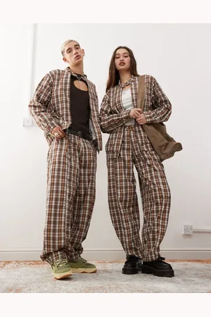 Reclaimed – Unisex-Hose mit Karo-Print und weitem Beinschnitt, Kombiteil